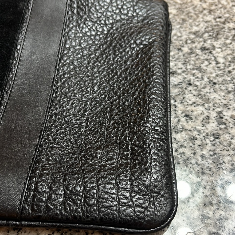 Coach New York Medium Pouch F22499 black Varsity Stripe grained leather - Picture 5 of 13